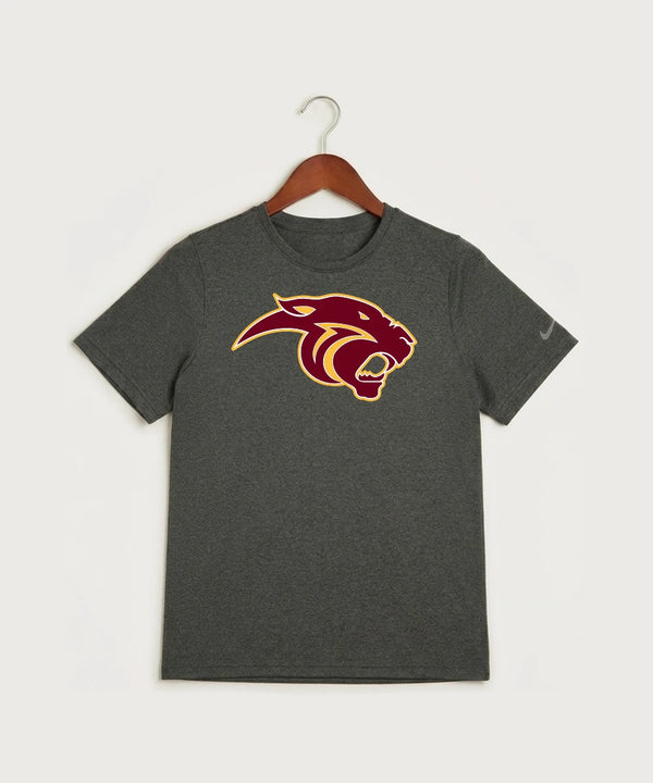 Pine Island High School Football (Boys) - Dark Smoke Heather Nike Youth Swoosh Sleeve rLegend Tee NKDX8787