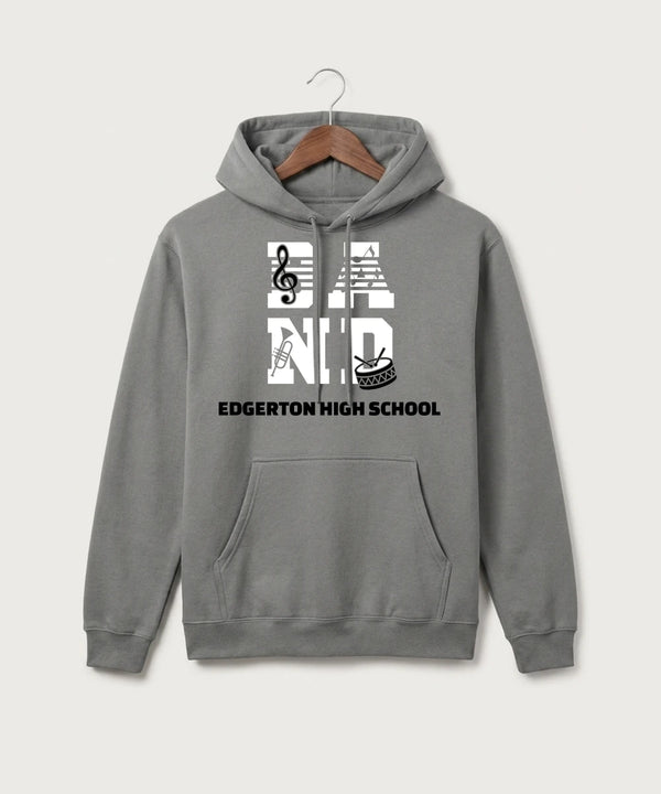 Edgerton High School Band Team Store - Medium Grey Port & Co Core Fleece Pullover Hooded Sweatshirt. PC78H