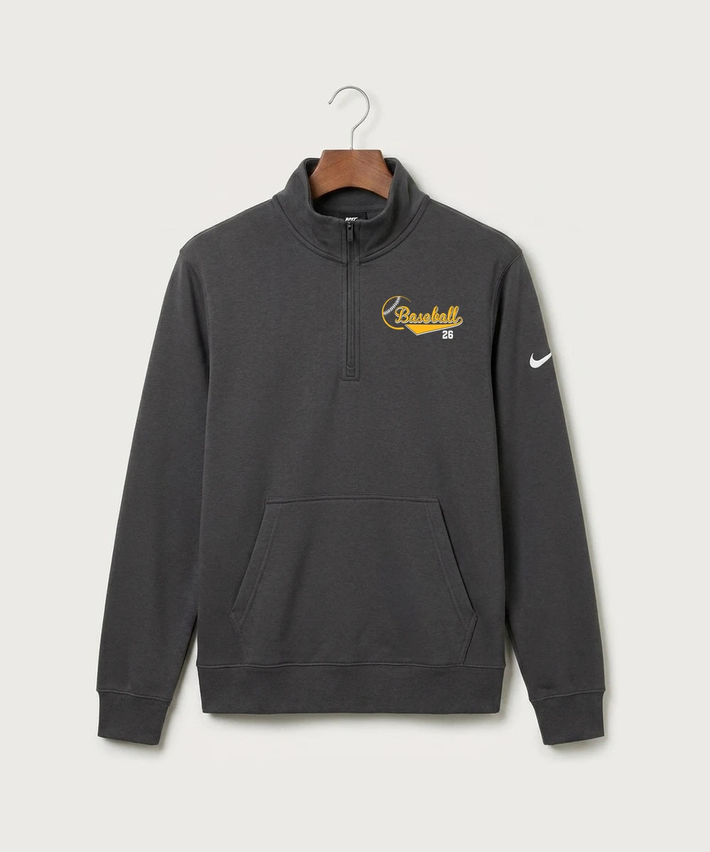 MAYBA Baseball Team Store - Anthracite Nike Club Fleece Sleeve Swoosh 1/2-Zip NKDX6718
