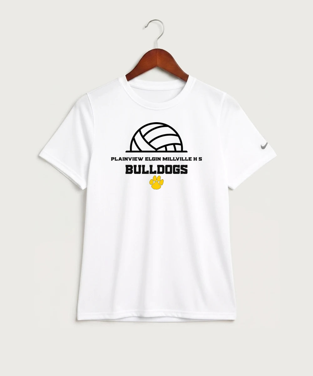 Plainview Elgin Millville H S Volleyball (Girls) - White Nike Youth Swoosh Sleeve rLegend Tee NKDX8787