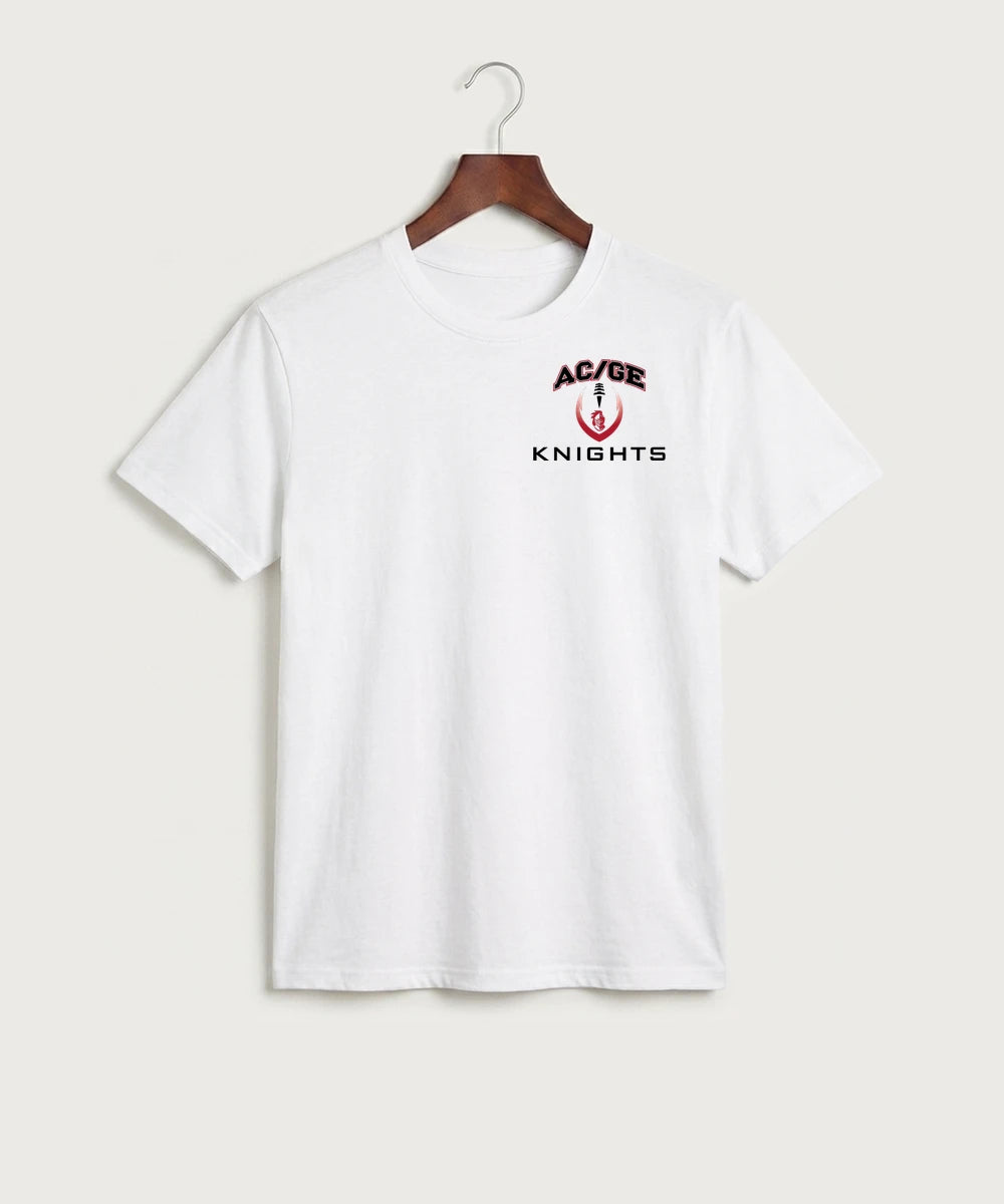 Alden-Conger-Glenville Emmons High School Football (Boys) - White Port & Co Core Cotton Tee. PC54