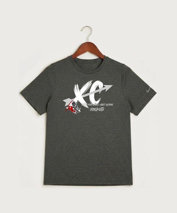 John Marshall High School Cross Country (Coed) - Dark Smoke Heather Nike Youth Swoosh Sleeve rLegend Tee NKDX8787