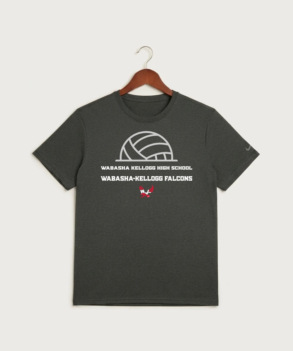 Wabasha Kellogg High School Volleyball (Girls) - Dark Smoke Heather Nike Swoosh Sleeve rLegend Tee NKDX8730