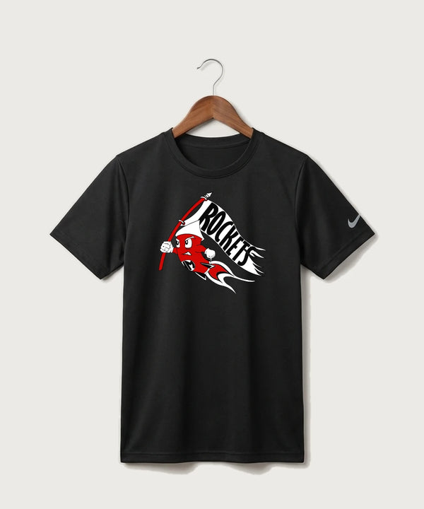 John Marshall High School Swimming (Girls) - Black Nike Youth Swoosh Sleeve rLegend Tee NKDX8787