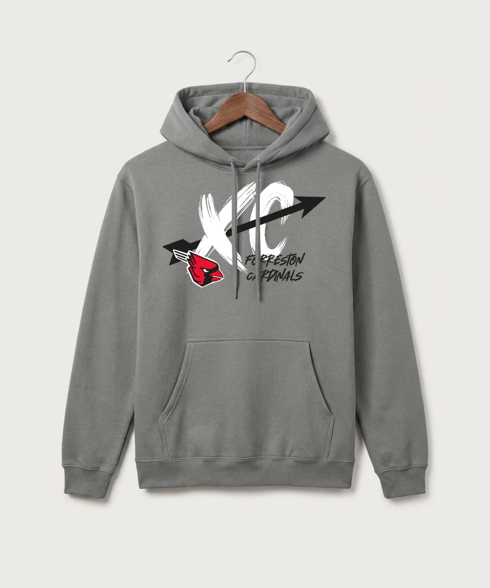 Forreston Cross Country - Medium Grey Port & Co Core Fleece Pullover Hooded Sweatshirt. PC78H