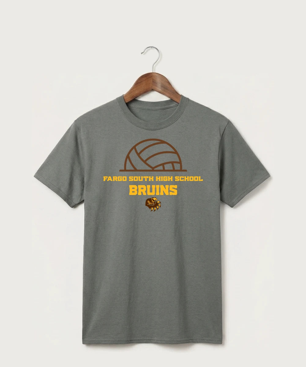 Fargo South High School Volleyball (Girls) - Medium Grey Port & Co Core Cotton Tee. PC54