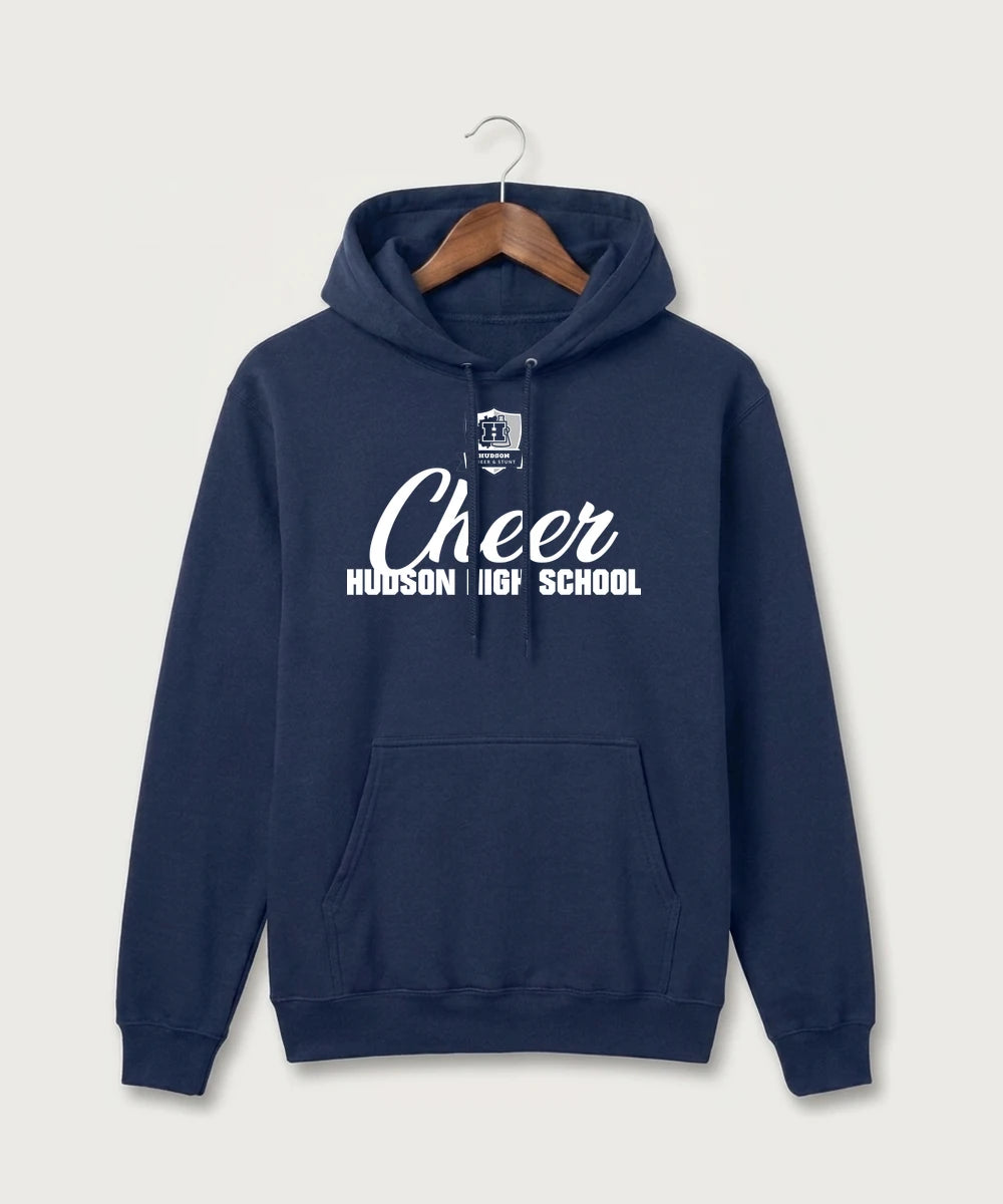 Hudson Cheer & Stunt - True Navy Port & Co Core Fleece Pullover Hooded Sweatshirt. PC78H