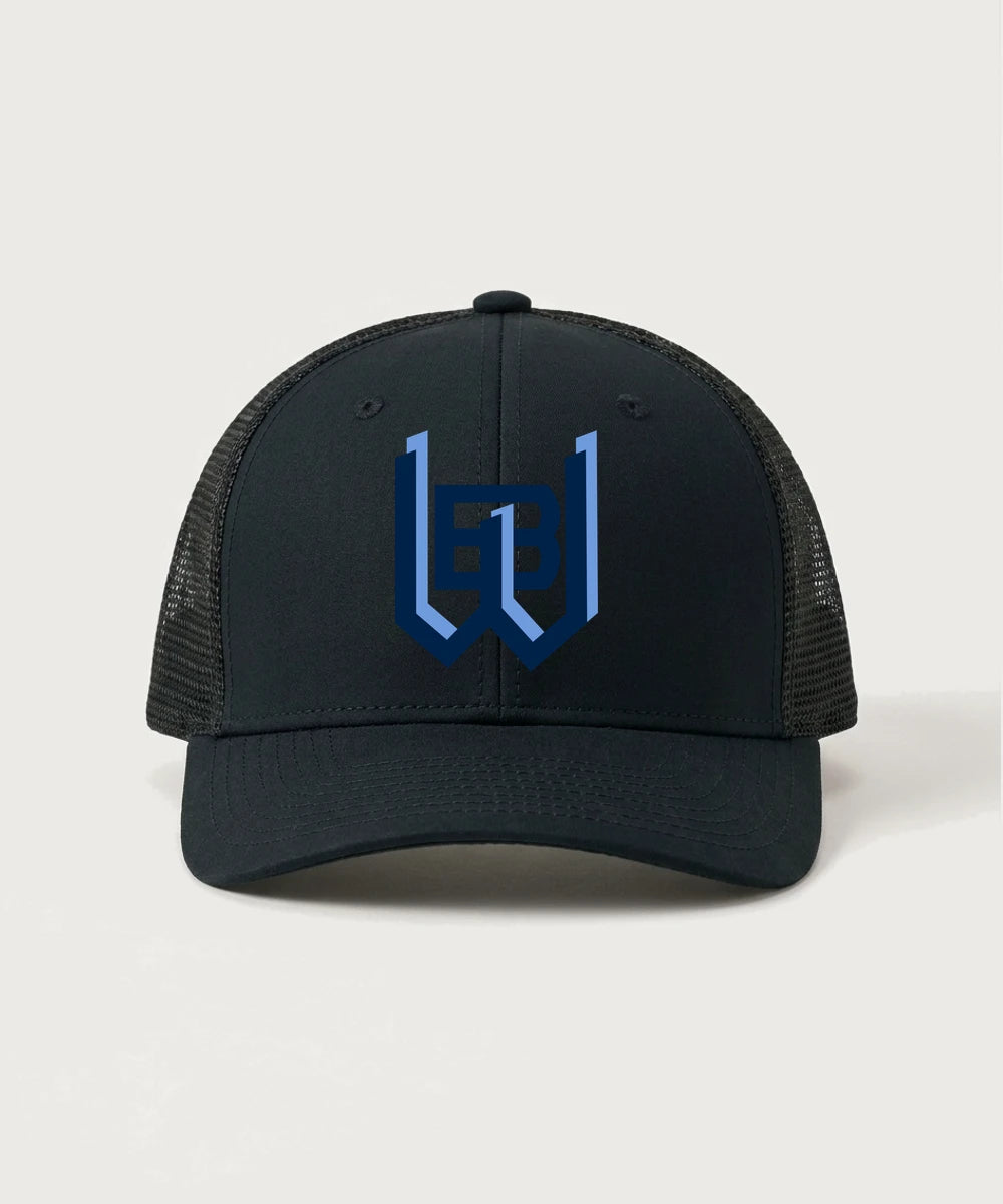 West Bend West High School Football - Black/ Black Sport-Tek Club Trucker Cap STC46