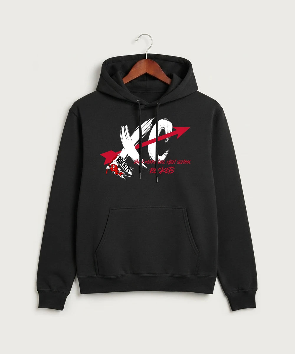 John Marshall High School Cross Country (Coed) - Jet Black Port & Co Core Fleece Pullover Hooded Sweatshirt. PC78H