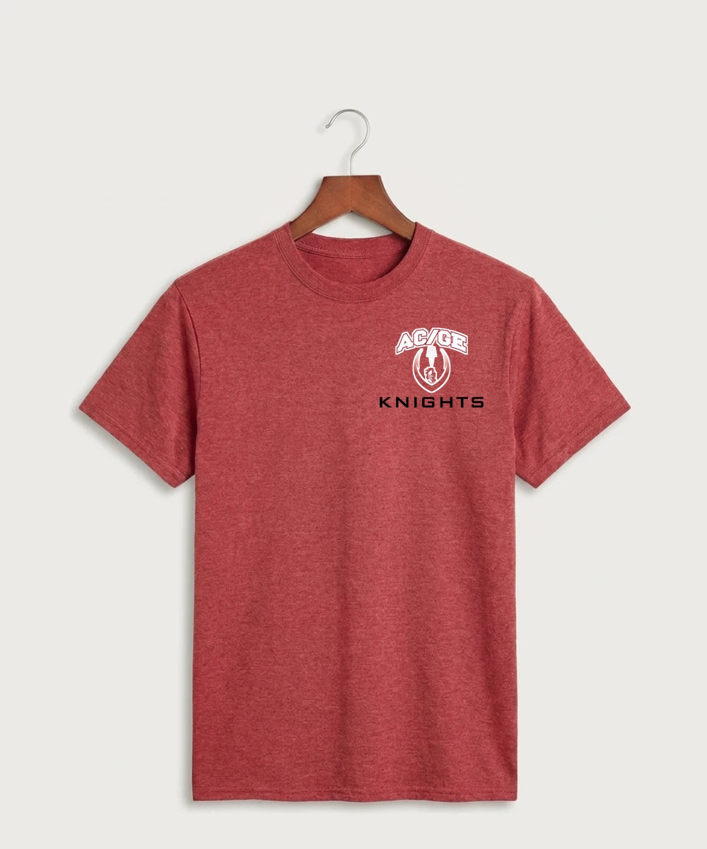 Alden-Conger-Glenville Emmons High School Football (Boys) - Heather Red Port & Co Core Cotton Tee. PC54