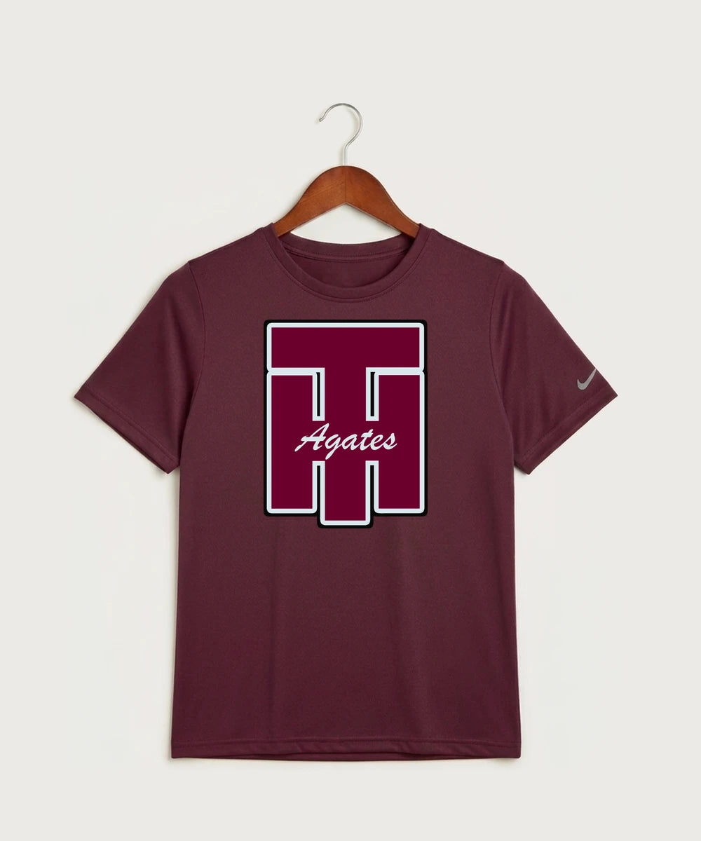 Two Harbors High School Football (Boys) - Deep Maroon Nike Youth Swoosh Sleeve rLegend Tee NKDX8787
