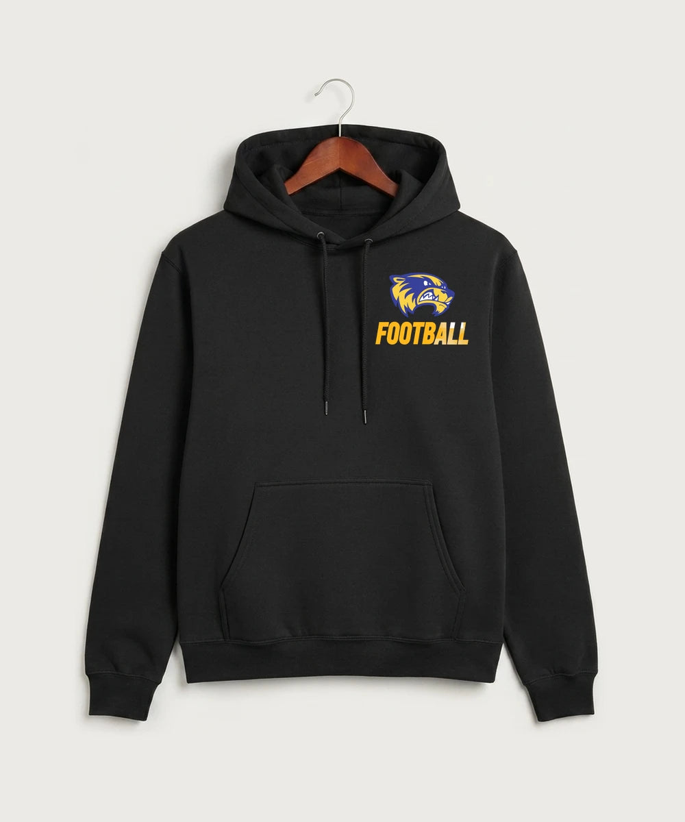 Wadena Deer Creek High School Football (Boys) - Jet Black Port & Co Core Fleece Pullover Hooded Sweatshirt. PC78H