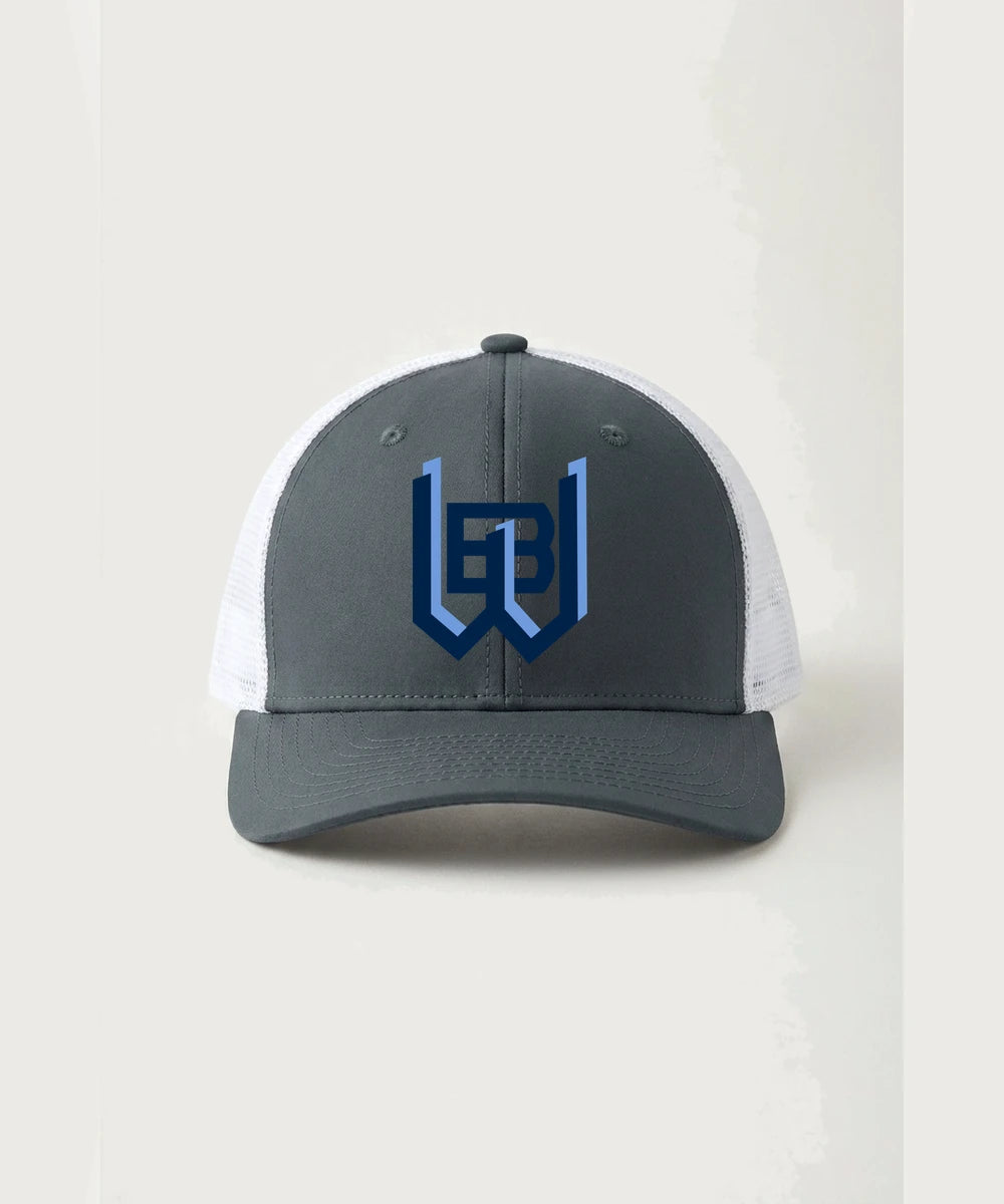 West Bend West High School Football - Iron Grey/ White Sport-Tek Club Trucker Cap STC46