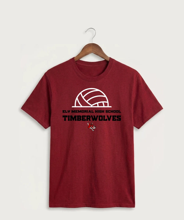Ely Memorial High School Volleyball (Girls) - Cardinal Port & Co Core Cotton Tee. PC54