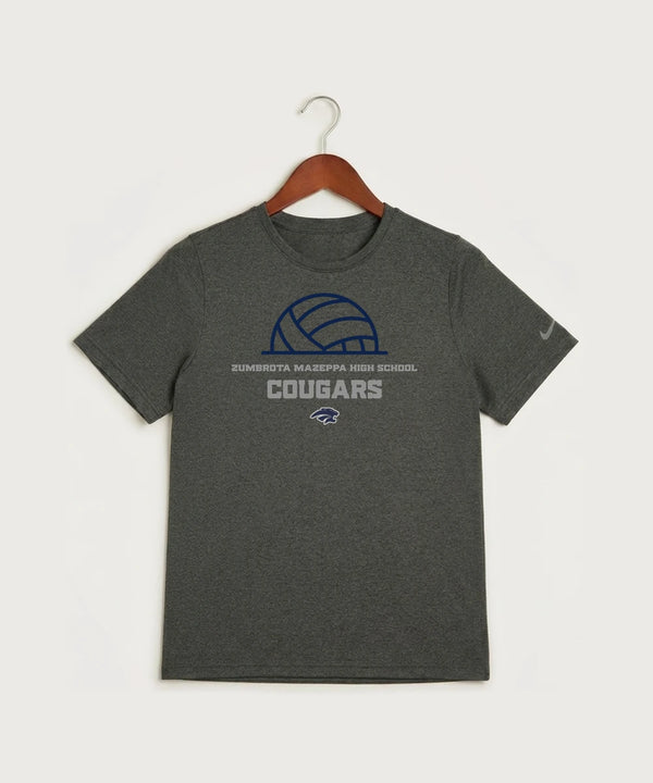 Zumbrota Mazeppa High School Volleyball (Girls) - Dark Smoke Heather Nike Youth Swoosh Sleeve rLegend Tee NKDX8787