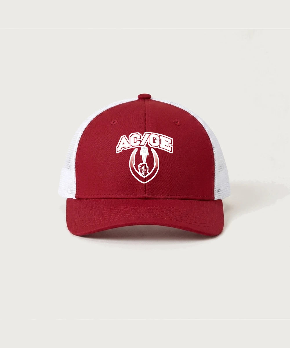 Alden-Conger-Glenville Emmons High School Football (Boys) - Deep Red/ White Sport-Tek Club Trucker Cap STC46