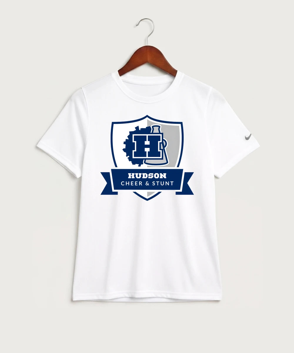 Hudson Cheer & Stunt - White Nike Youth Swoosh Sleeve rLegend Tee NKDX8787