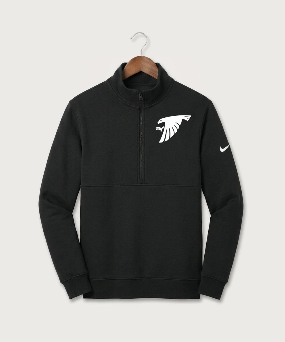 GF E2E Test 03 Girls Basketball - Black Nike Club Fleece Sleeve Swoosh 1/2-Zip NKDX6718