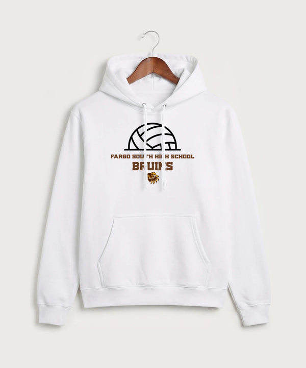 Fargo South High School Volleyball (Girls) - White Port & Co Core Fleece Pullover Hooded Sweatshirt. PC78H