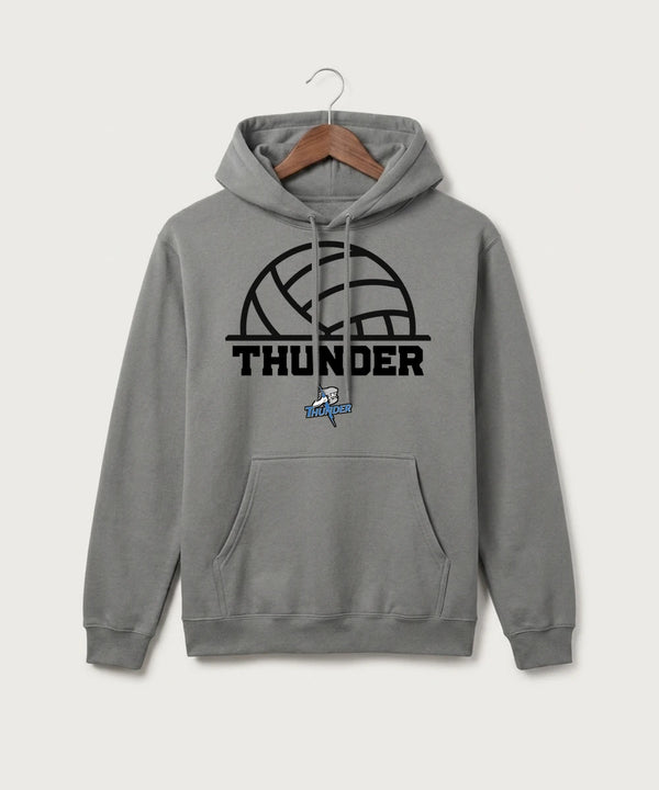 Long Prairie Grey Eagle High School Volleyball (Girls) - Medium Grey Port & Co Core Fleece Pullover Hooded Sweatshirt. PC78H