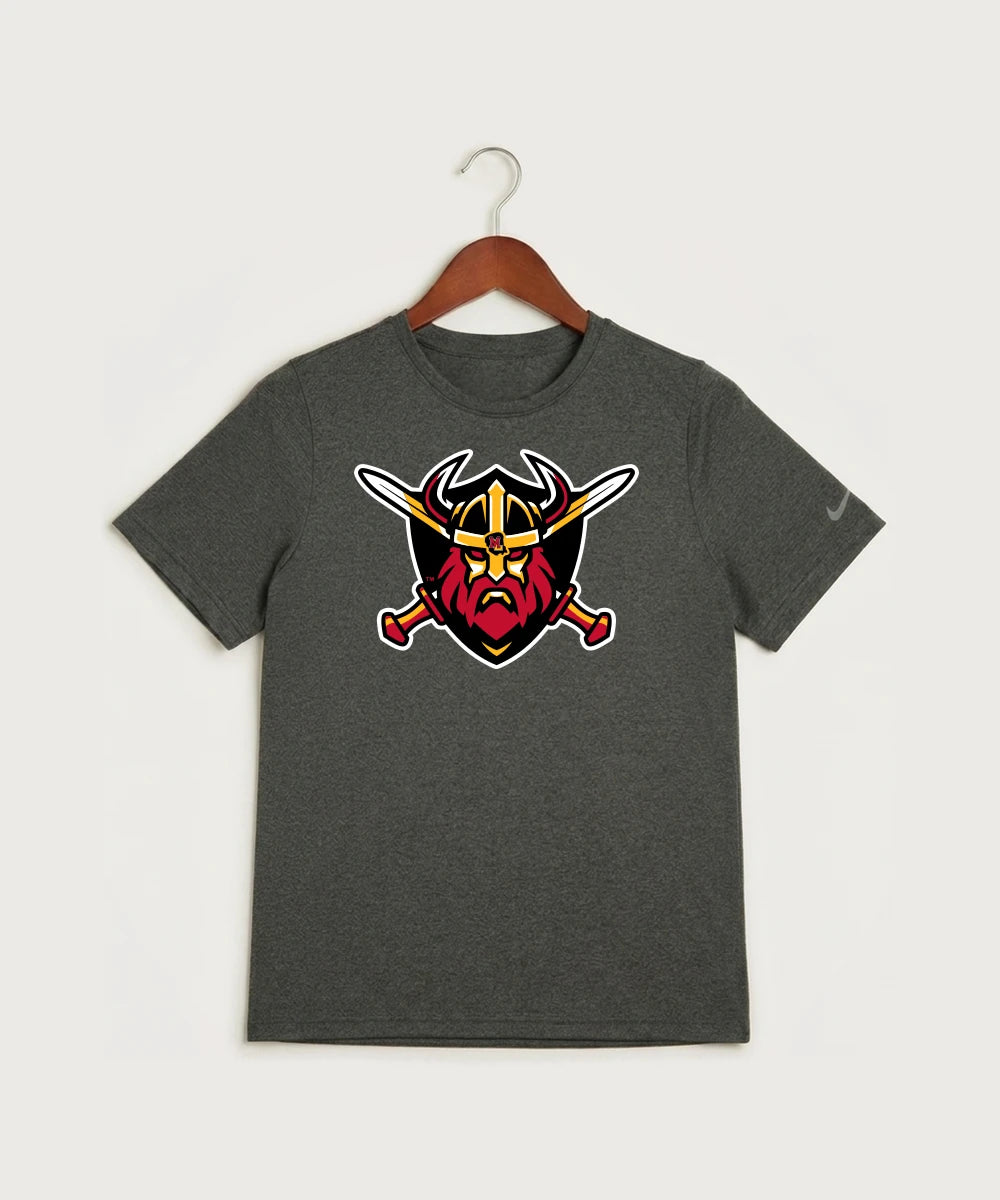 Mille Lacs High School Football (Boys) - Dark Smoke Heather Nike Youth Swoosh Sleeve rLegend Tee NKDX8787