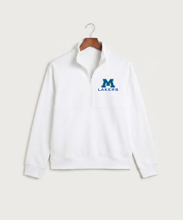 Minnewaska Area High School Football (Boys) - White Nike Club Fleece Sleeve Swoosh 1/2-Zip NKDX6718