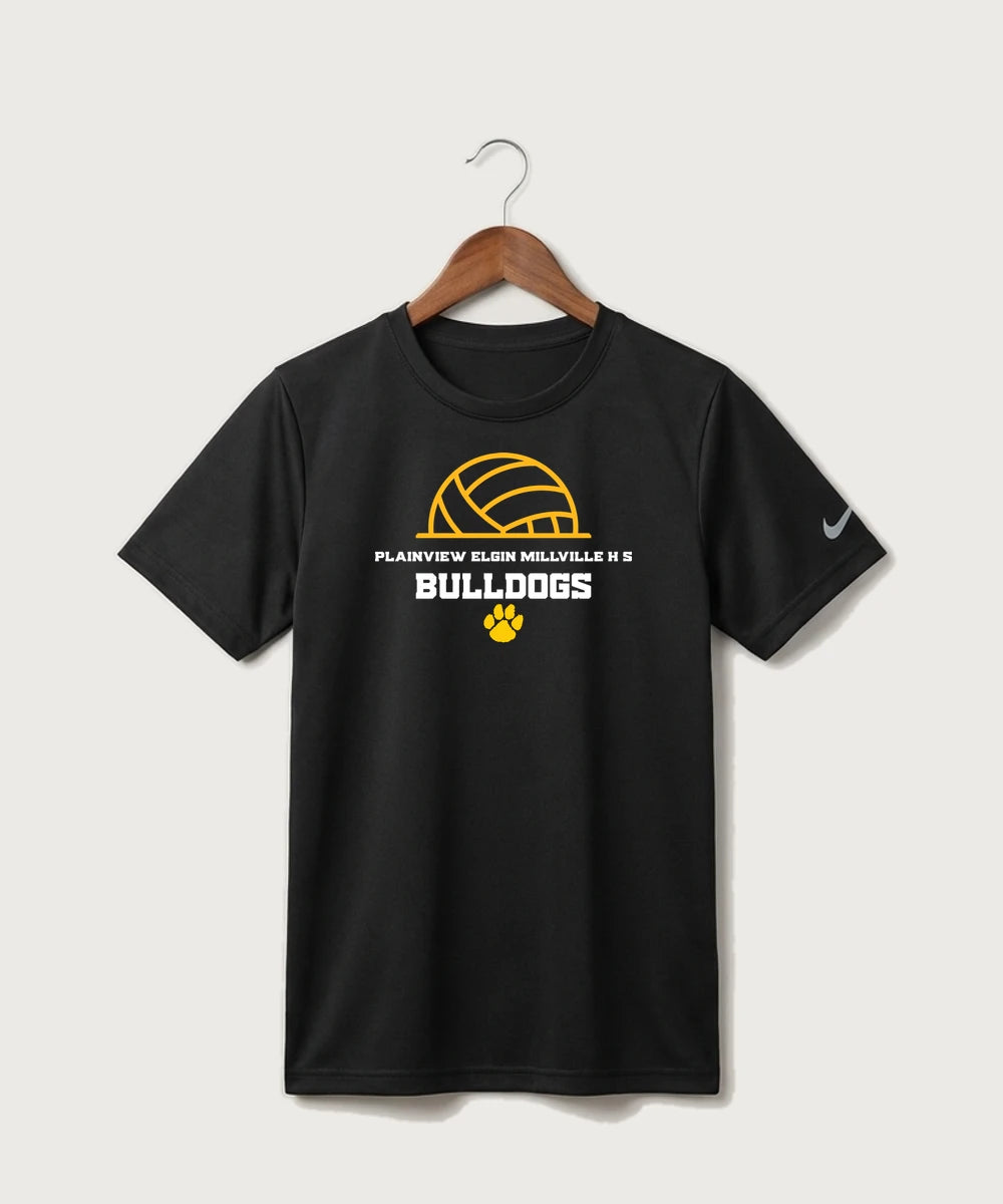 Plainview Elgin Millville H S Volleyball (Girls) - Black Nike Youth Swoosh Sleeve rLegend Tee NKDX8787