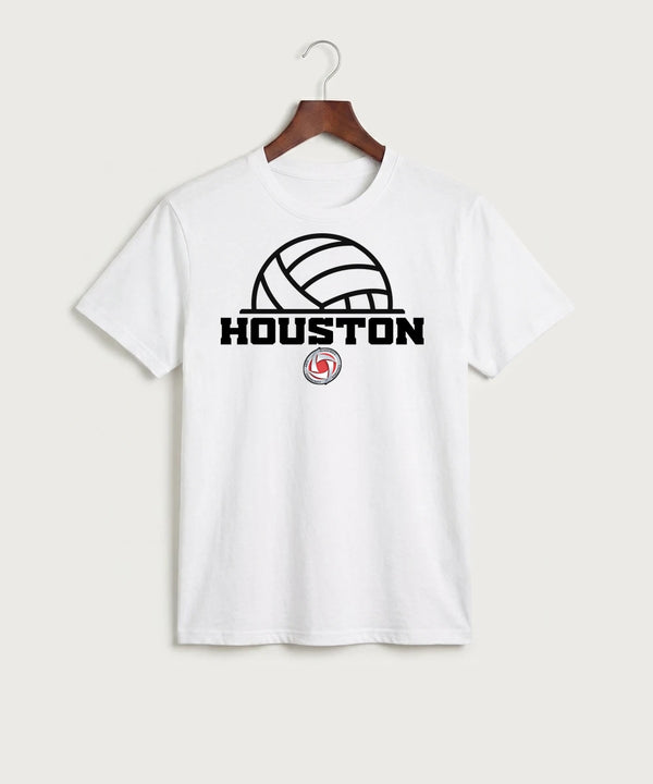 Houston Volleyball - White Port & Co Core Cotton Tee. PC54