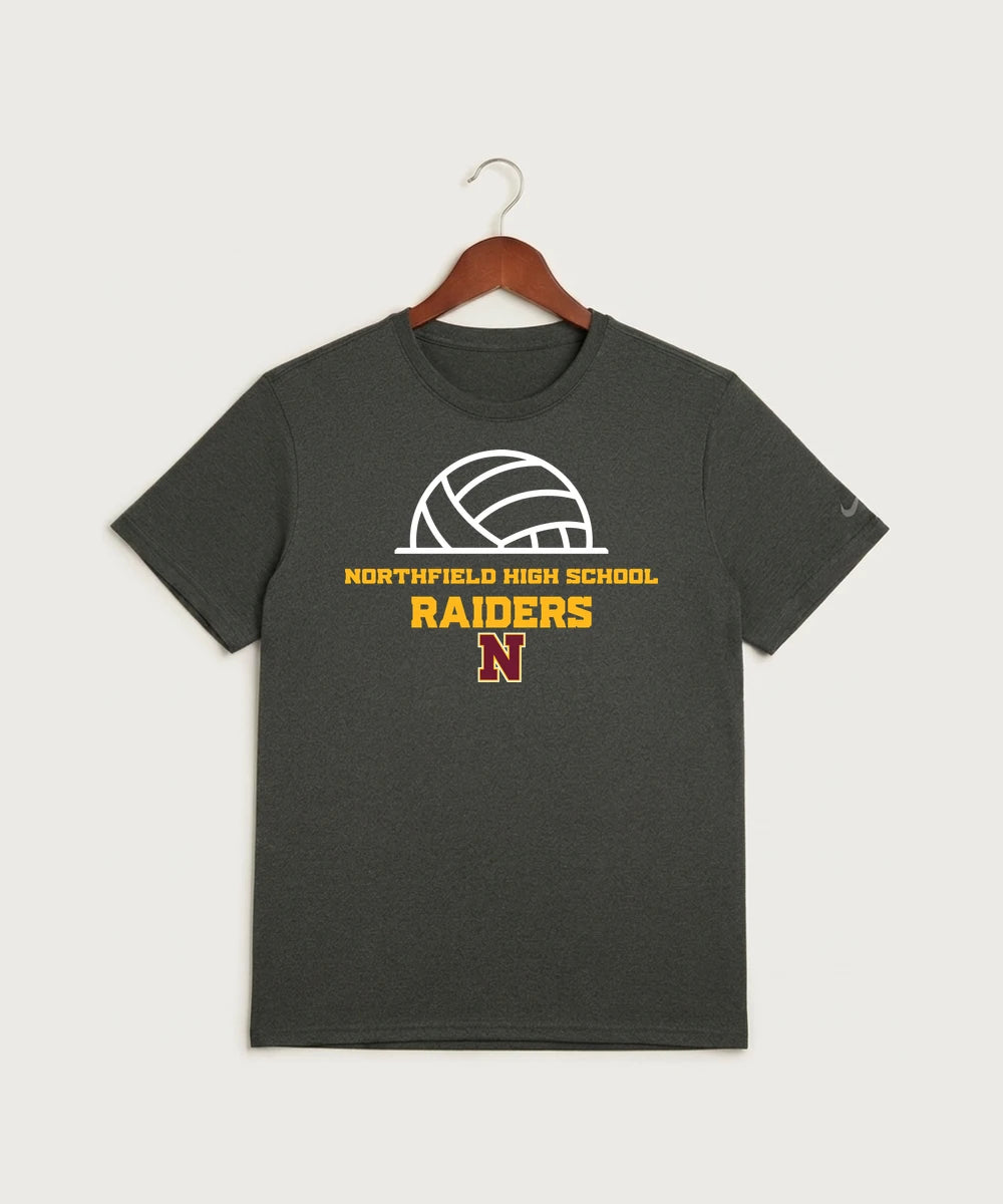 Northfield High School Volleyball (Girls) - Dark Smoke Heather Nike Swoosh Sleeve rLegend Tee NKDX8730