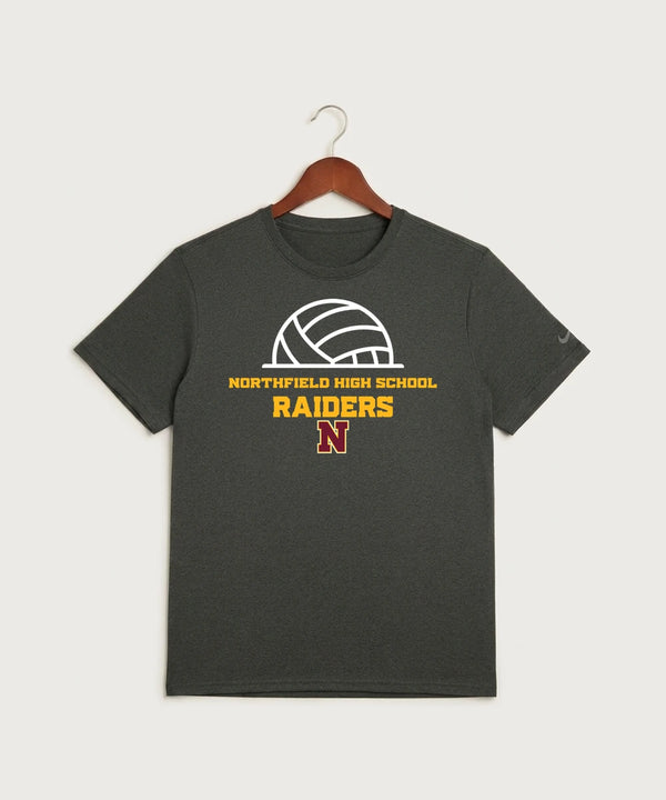 Northfield High School Volleyball (Girls) - Dark Smoke Heather Nike Swoosh Sleeve rLegend Tee NKDX8730