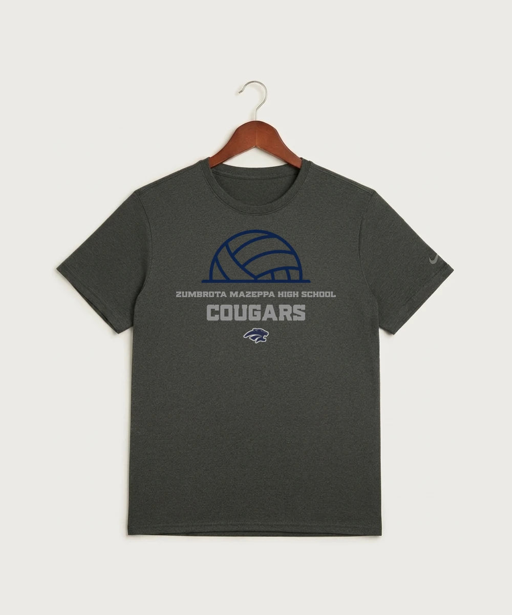 Zumbrota Mazeppa High School Volleyball (Girls) - Dark Smoke Heather Nike Swoosh Sleeve rLegend Tee NKDX8730