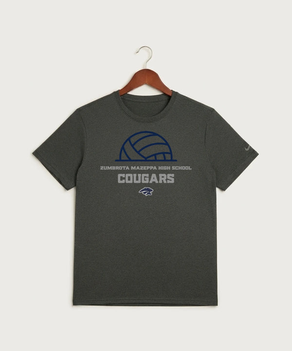 Zumbrota Mazeppa High School Volleyball (Girls) - Dark Smoke Heather Nike Swoosh Sleeve rLegend Tee NKDX8730