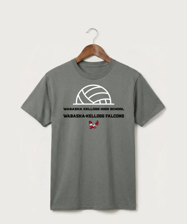 Wabasha Kellogg High School Volleyball (Girls) - Medium Grey Port & Co Core Cotton Tee. PC54