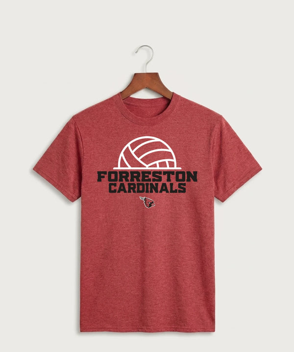 Forreston Volleyball - Heather Red Port & Co Core Cotton Tee. PC54