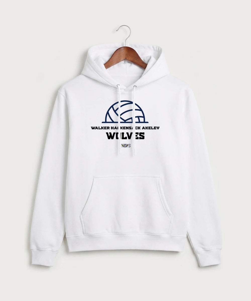 Walker Hackensack Akeley Volleyball (Girls) - White Port & Co Core Fleece Pullover Hooded Sweatshirt. PC78H