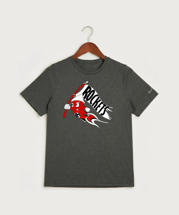 John Marshall High School Swimming (Girls) - Dark Smoke Heather Nike Youth Swoosh Sleeve rLegend Tee NKDX8787