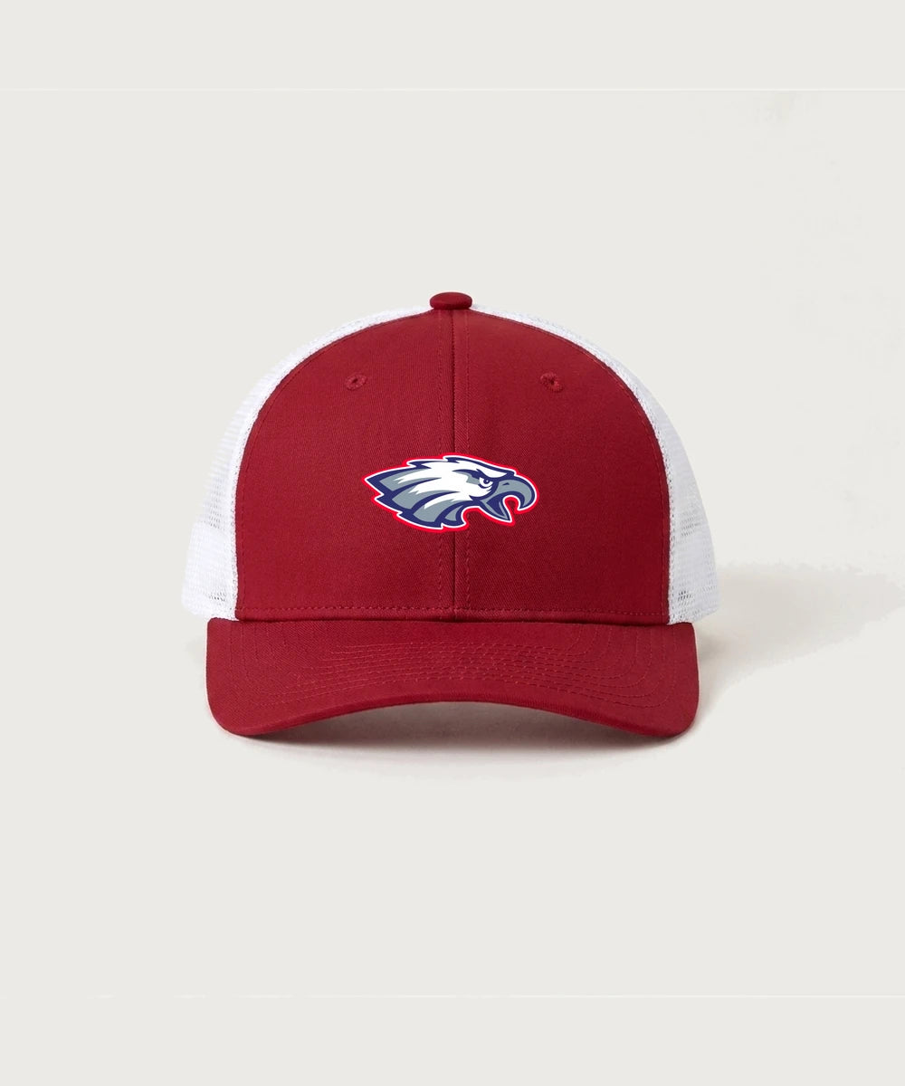 Pequot Lakes High School Football (Boys) - Deep Red/ White Sport-Tek Club Trucker Cap STC46