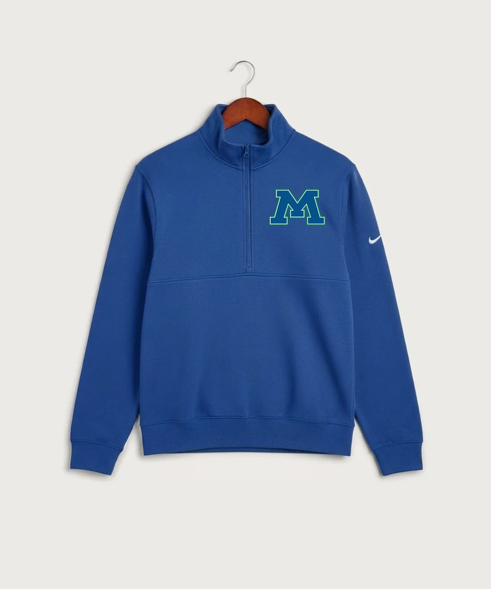 Minnewaska Area High School Football (Boys) - Game Royal Nike Club Fleece Sleeve Swoosh 1/2-Zip NKDX6718