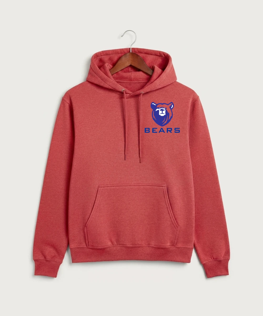 Bertha Hewitt High School Football (Boys) - Heather Red Port & Co Core Fleece Pullover Hooded Sweatshirt. PC78H
