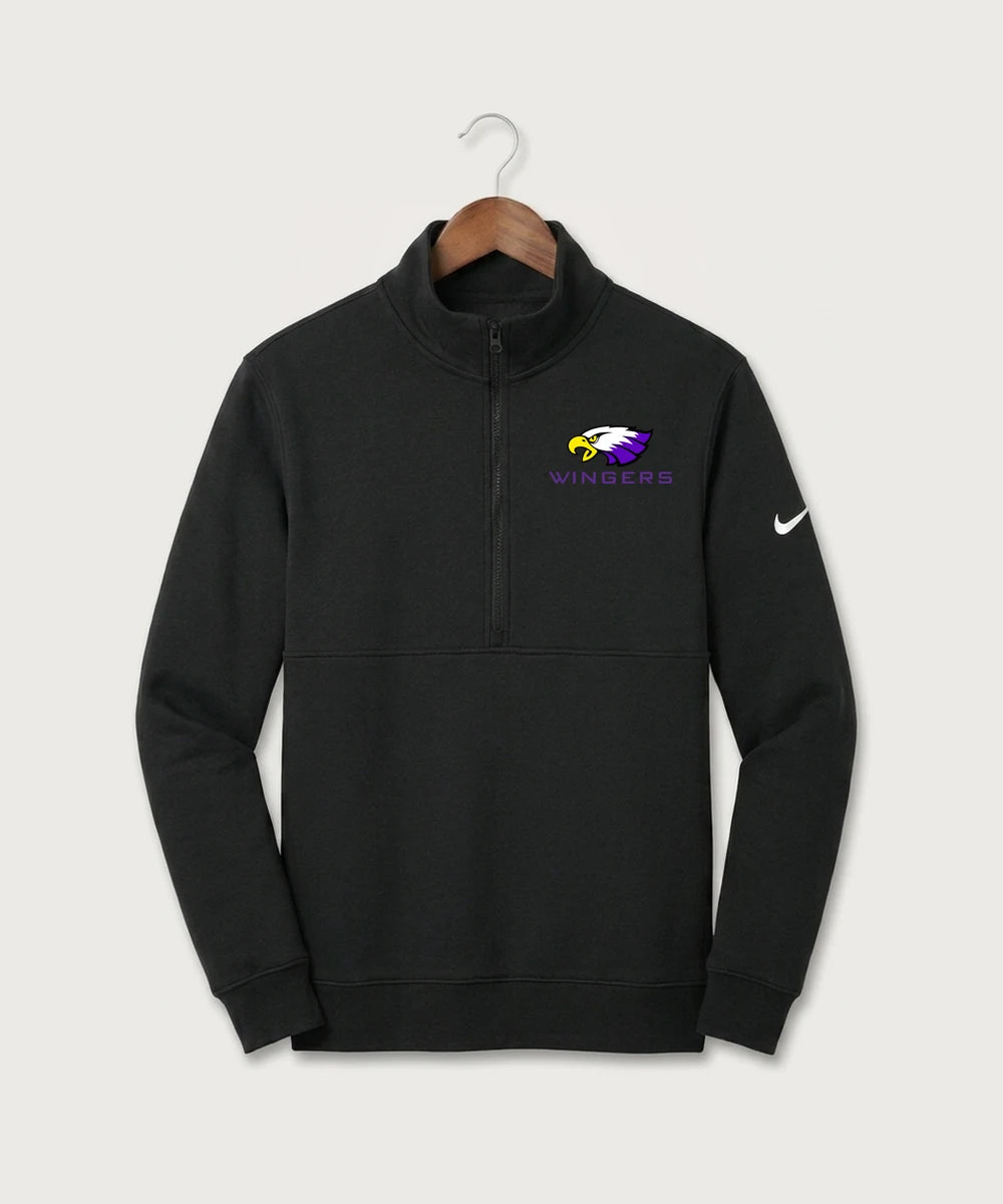 Red Wing High School Football - Black Nike Club Fleece Sleeve Swoosh 1/2-Zip NKDX6718
