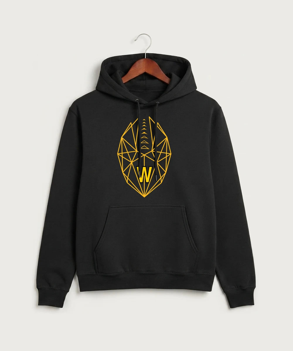 Warroad High School Football (Boys) - Jet Black Port & Co Core Fleece Pullover Hooded Sweatshirt. PC78H