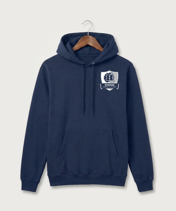 Hudson Cheer & Stunt - True Navy Port & Co Core Fleece Pullover Hooded Sweatshirt. PC78H