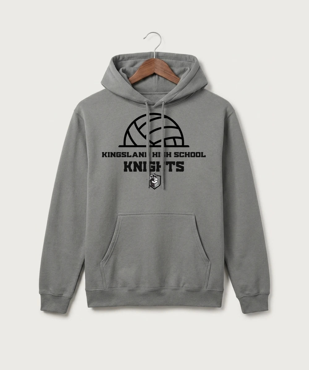 Kingsland High School Volleyball (Girls) - Medium Grey Port & Co Core Fleece Pullover Hooded Sweatshirt. PC78H