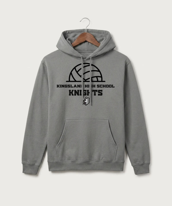 Kingsland High School Volleyball (Girls) - Medium Grey Port & Co Core Fleece Pullover Hooded Sweatshirt. PC78H