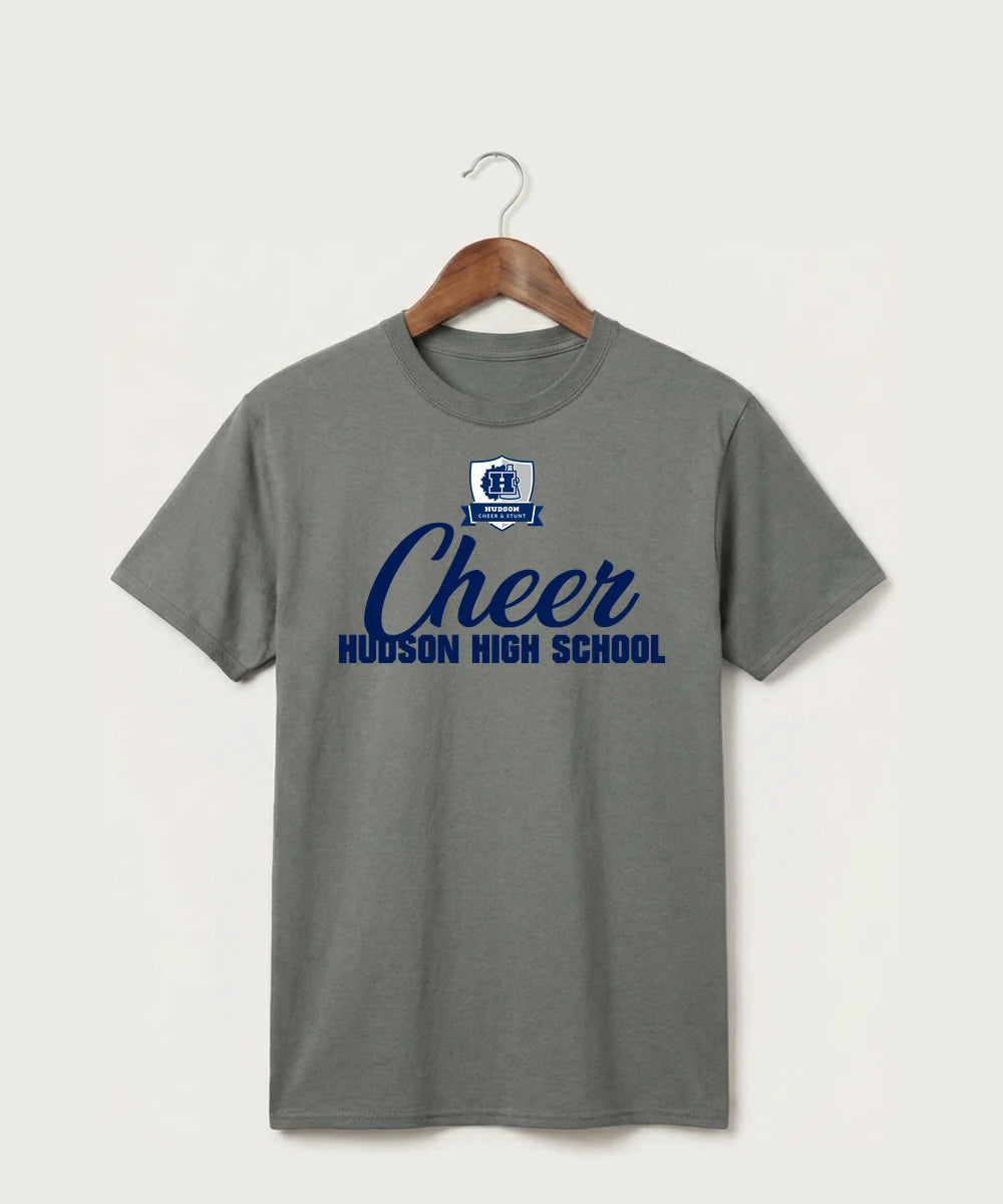 Hudson Cheer & Stunt - Medium Grey Port & Co Core Cotton Tee. PC54