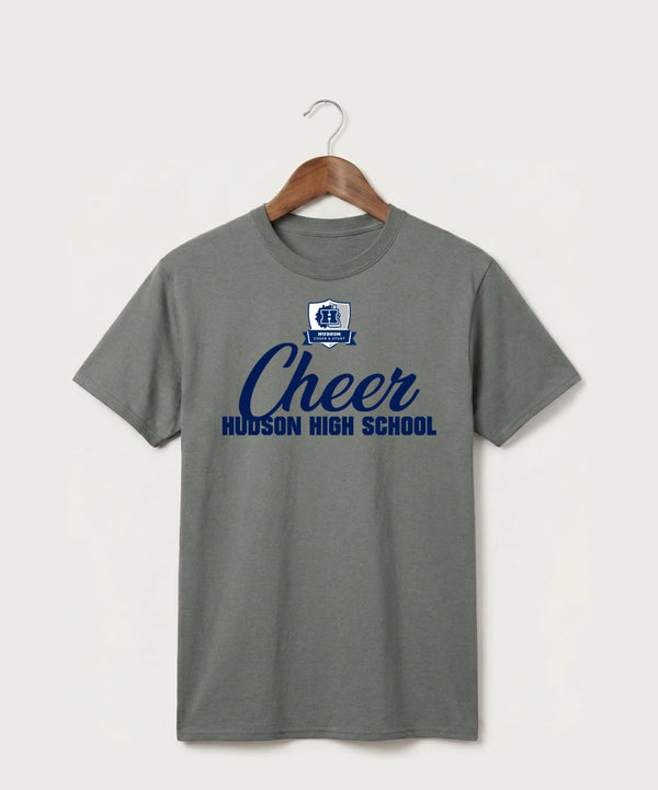 Hudson Cheer & Stunt - Medium Grey Port & Co Core Cotton Tee. PC54