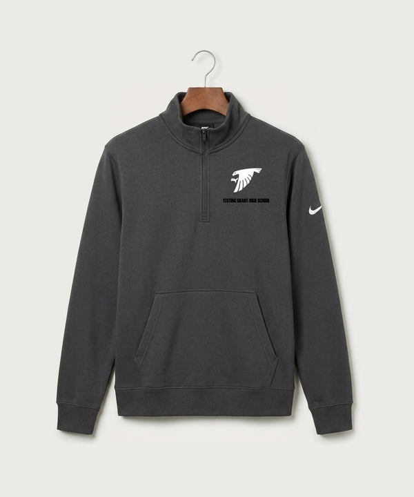 GF E2E Test 03 Girls Basketball - Anthracite Nike Club Fleece Sleeve Swoosh 1/2-Zip NKDX6718