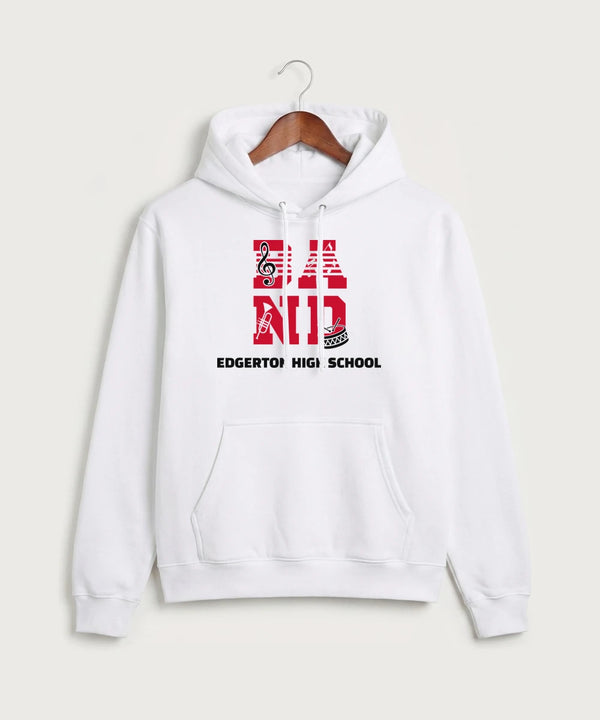 Edgerton High School Band Team Store - White Port & Co Core Fleece Pullover Hooded Sweatshirt. PC78H
