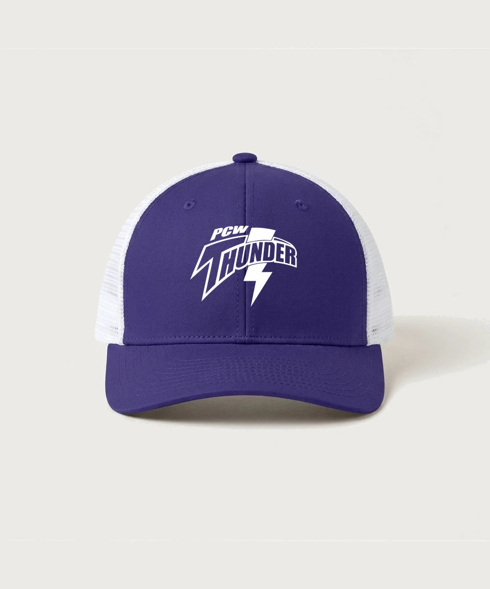 Polk County West Football (Boys) - Purple/ White Sport-Tek Club Trucker Cap STC46