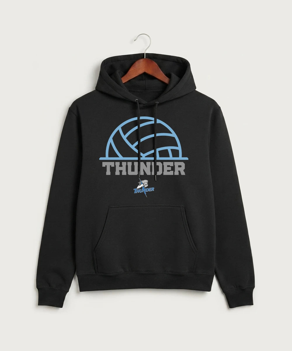Long Prairie Grey Eagle High School Volleyball (Girls) - Jet Black Port & Co Core Fleece Pullover Hooded Sweatshirt. PC78H